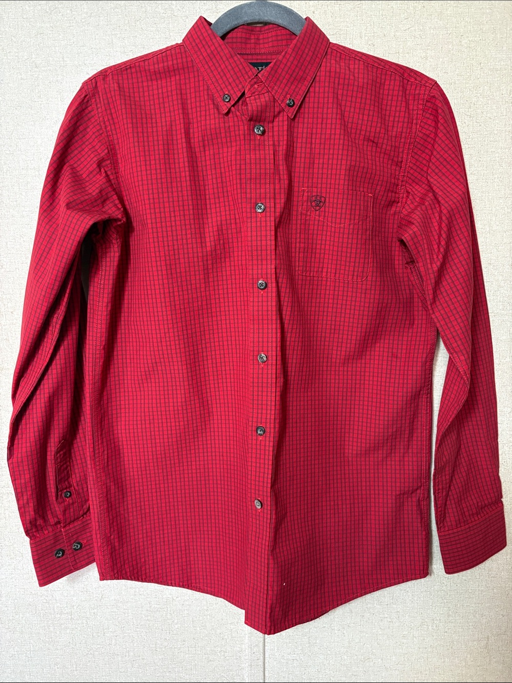 Ariat Boys Pro Benito Classic LS Red Plaid Button Down Shirt XL 18 Western Rodeo